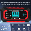 Crebeau - 10A Intelligent Car Battery Charger for 12V/24V Vehicles, Temp Compensation