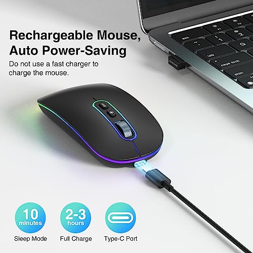 Cimetech - Dual Mode Rechargeable Wireless Mouse with LED Lights - Black