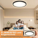 Ouila - Modern 30 cm LED Ceiling Light, 24W, 3000K Warm White, Black