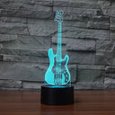 Superiorvznd - 3D Bass Guitar Night Light with Touch Control, 7 Color Options, Perfect for Home Decor and Gifts