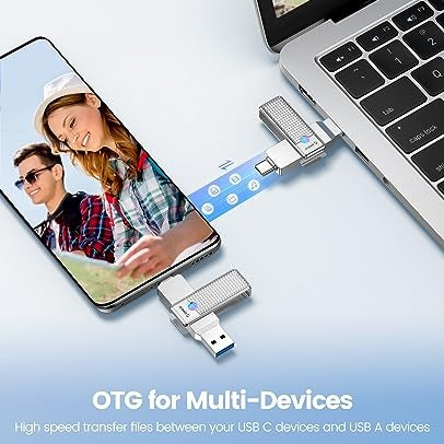 ORICO - 256 GB USB C Flash Drive, 2 in 1 External SSD, High Speed OTG