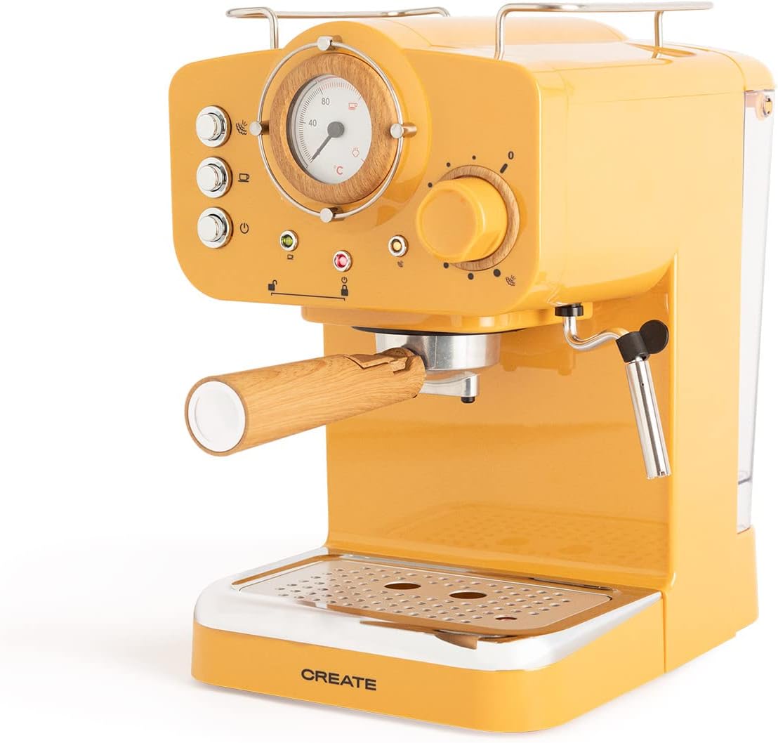 THERA RETRO / Mustard and Wood Espresso Coffee Machine