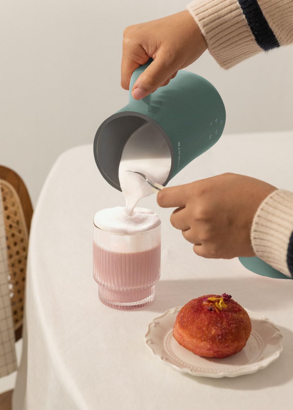 CREATE Milk Frother / Electric Milk Frother, Sage Green