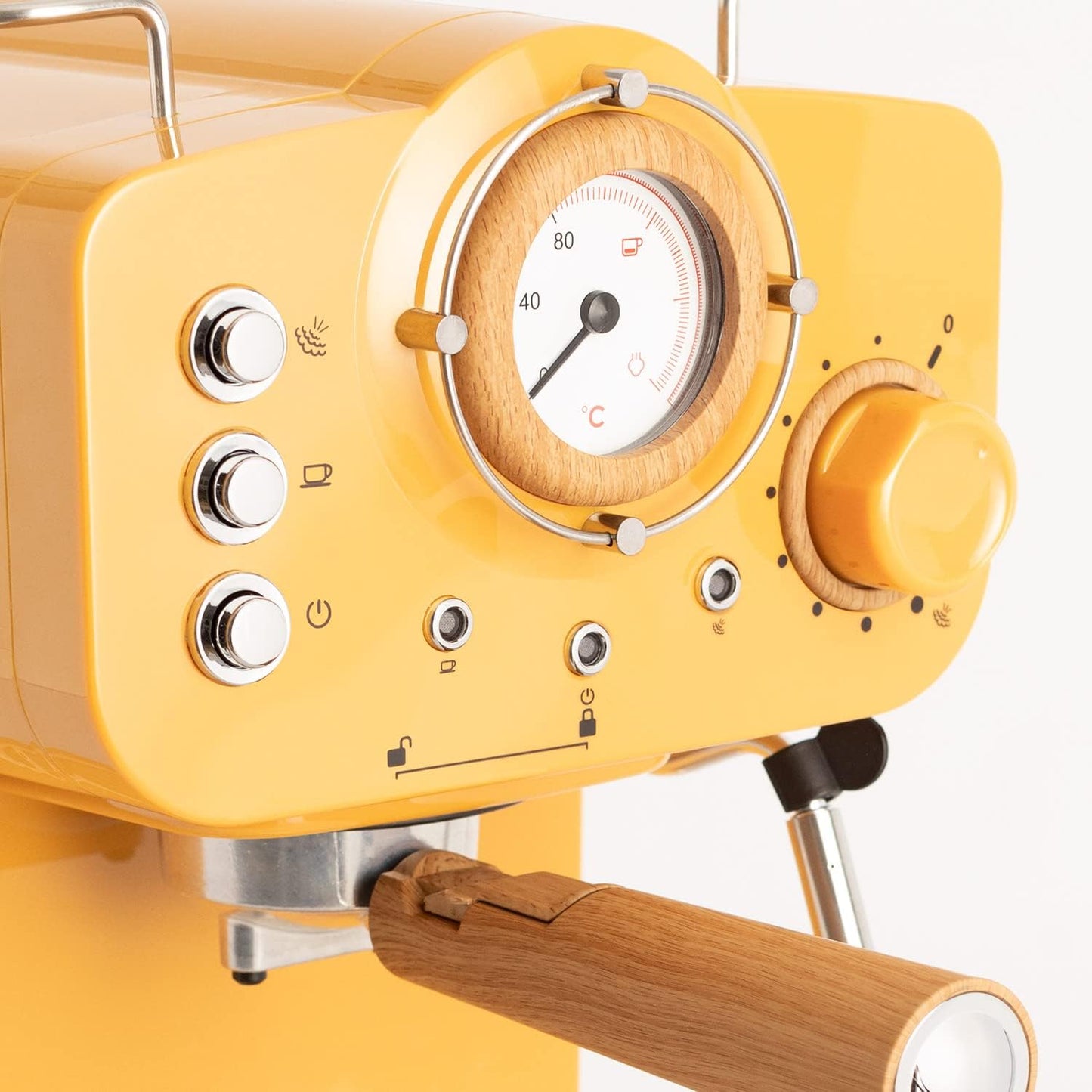 THERA RETRO / Mustard and Wood Espresso Coffee Machine