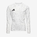 adidas Team Icon 25 LS Shirt in White/White with unique graphic print and iconic three-stripe design