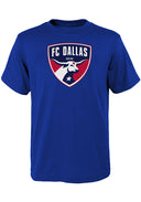 Youth blue FC Dallas short sleeve t-shirt with team logo