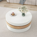 Neche White and Willow Wood Cylindrical Coffee Table with 360° Rotation