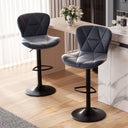 Furnifort Modern Adjustable Faux Leather Bar Chair with Backrest - Black