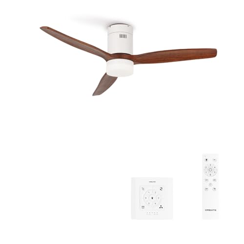 Enhance your bedroom with the Windcalm Ceiling Fan. Features a quiet DC motor, 6 speeds, remote control, and stylish dark wood design. Ideal for comfortable, efficient air flow.