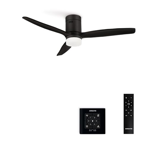 Enjoy a serene atmosphere with the Windcalm Ceiling Fan: 6-speed, quiet DC motor, remote & wall control, perfect for bedrooms.