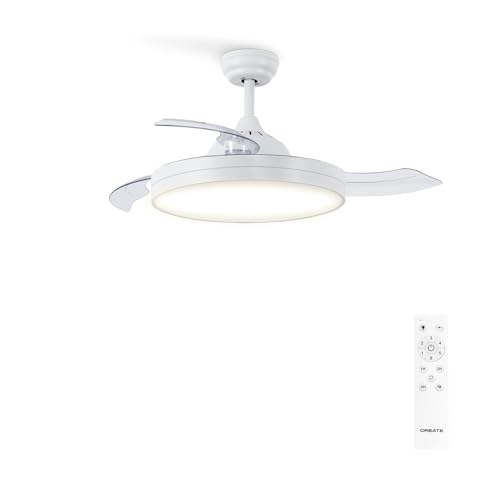 Create - Wind Clear Ceiling Fan with Remote, 40W, Quiet, 6 Speeds, Reversible Blades