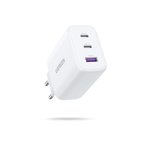 UGREEN - 65W USB C Fast Charger 3 Ports for iPhone, MacBook, Galaxy, Pixel White
