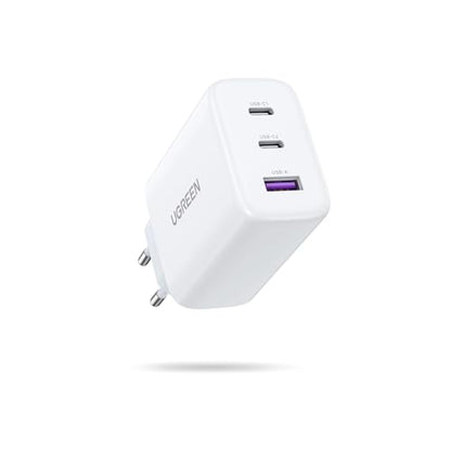 UGREEN - 65W USB C Fast Charger 3 Ports for iPhone, MacBook, Galaxy, Pixel White