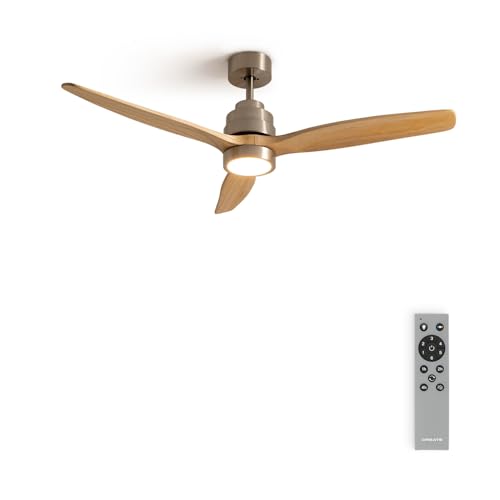 Experience the blend of style and functionality with the Windstylance Ceiling Fan. Features include natural wood blades in nickel finish, remote control, 6