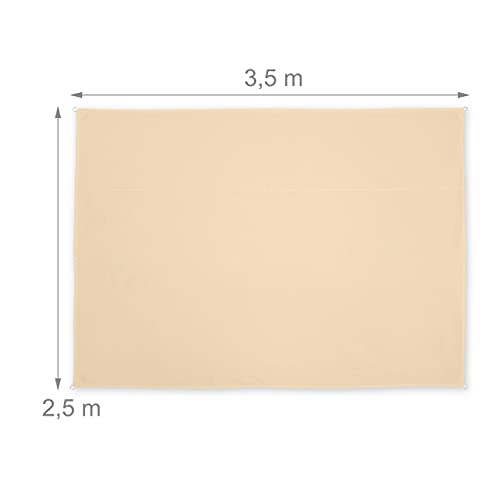 Relaxdays - UV Resistant Waterproof Rectangle Shade Sail for Balcony & Camping, Beige 2.5 x 3.5 m