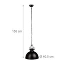 Relaxdays - Industrial Pendant Light, Shabby Look, LED Hanging Lamp, Black Metal