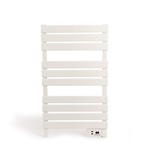Keep towels warm and dry with this 500W energy-efficient towel rack. Features a sleek, ultra-thin design and programmable 8-hour timer. Digital display for easy temperature checks.