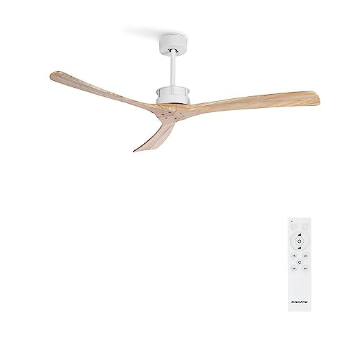 Efficient & quiet large DC ceiling fan with 6 speeds, programmable timer & natural wood blades. Perfect for any room. Easy installation.