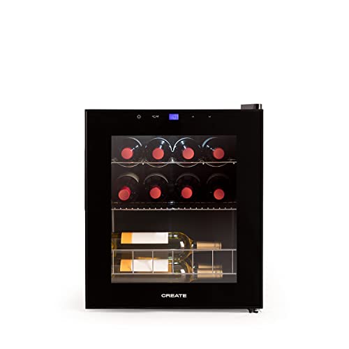 Create - Electric Wine Cooler L15, 12-15 Bottle Capacity, Stainless Steel Shelves, 85W, Dual Insulation, LED Light, 4-18°C Temperature Zones
