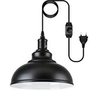 Dimmable Vintage Outdoor Pendant Lamp - Black Metal, E27 Socket