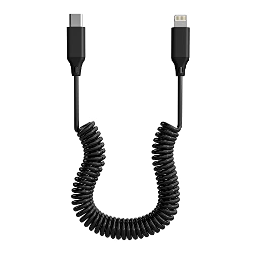 AMZ - MFi Certified Coiled USB-C to Lightning Cable for Fast Charging