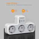 Tessan - USB Wall Socket with 3 Schuko Outlets, 3 USB Ports, Compact Design