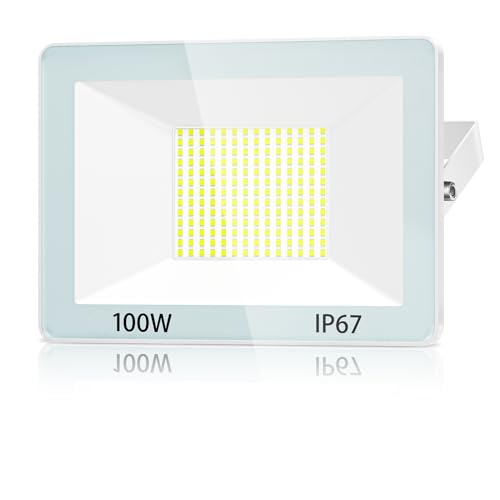 YIQIBRO - 100W Outdoor LED Spot Light, 10000LM, Waterproof IP67, Cold White 7000K, for Patio
