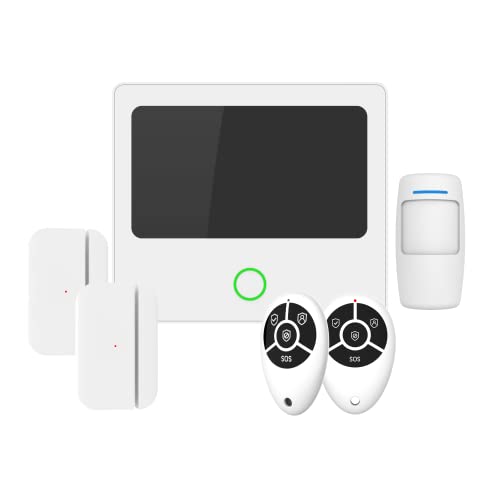 Daewoo Pack Alarme AM301 featuring a touchscreen central unit, motion detector suitable for pets, door contacts, remote controls, and secure remote monitoring system