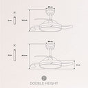 Create - Wind Clear Ceiling Fan with Light, 40W, Ø108cm, 6 Speeds, Retractable Blades, 3 Light Temperatures, Timer, Summer-Winter Mode