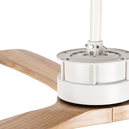 Create - Large DC Ceiling Fan, White, 6 Speeds, Quiet, Programmable Timer, Natural Wood Blades