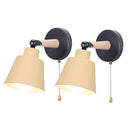 Idegu Set of 2 Retro Vintage Wall Lights - Wooden Metal Design