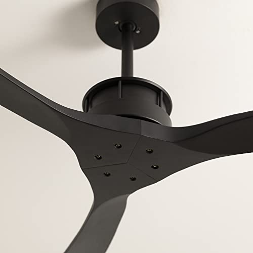 Create - Large DC Ceiling Fan, 6-Speed, Quiet, Programmable Timer, Dual Height, Black Blades