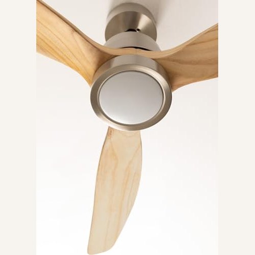 Create - Windstylance Ceiling Fan with Light, Nickel, Natural Wood Blades, Remote Control, 40W, Quiet, Ø132 cm, 6 Speeds, Timer, Summer-Winter Mode, Dual Height
