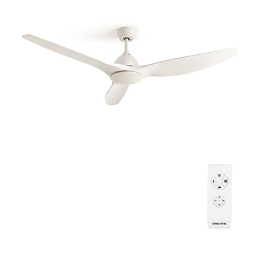 Experience superior airflow with the Windsail White Ceiling Fan. Features a quiet AC motor, remote control, timer, and sleek 3-blade design. No light, easy ceiling mount, Ø163 cm.