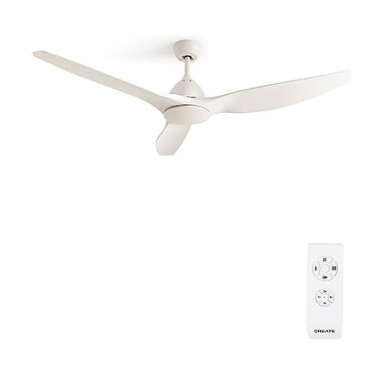 Experience superior airflow with the Windsail White Ceiling Fan. Features a quiet AC motor, remote control, timer, and sleek 3-blade design. No light, easy ceiling mount, Ø163 cm.