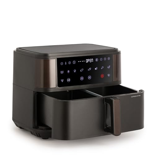 Create - Dual Hot Air Fryer 10L, 2400W, Touch Control, 10 Programs, Black