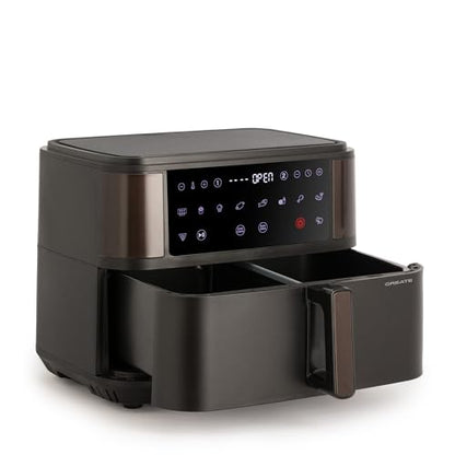Create - Dual Hot Air Fryer 10L, 2400W, Touch Control, 10 Programs, Black