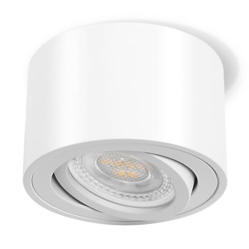 GeyouLux - White Ceiling Spotlight, Extra Flat & 38° Swivel, Adjustable Surface, 5W 500LM 4000K LED Module