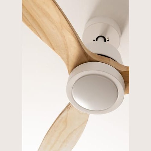Create - WindStylance DC Ceiling Fan with Light, 40W, Natural Wood Blades, WiFi, Remote, Silent, 132cm, 6 Speeds, Timer, Dual Height, Reversible Motor