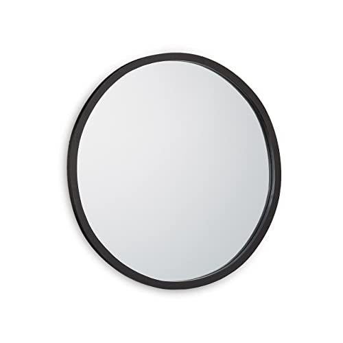 Relaxdays - Round Wall Mirror With Pine Wood Frame, 60 cm, Black