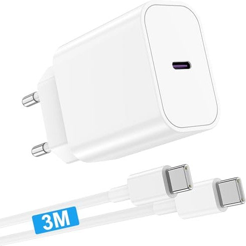 Apple - 20W USB C Fast Charger With 3M Charging Cable For iPhone 15/16 Pro Max