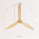 Create - Windcalm White Ceiling Fan, Natural Wood, Remote Control, 40W, Quiet, Ø132cm, 6 Speeds, Summer-Winter Mode