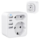 Hanyeal 6 in 1 UK Plug Adapter with 2 Sockets and USB Ports