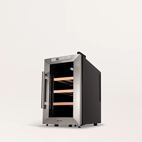 Create - Compact 8-Bottle Wood Wine Cooler with Energy-Efficient LED, Durable Design, 11º-18ºC