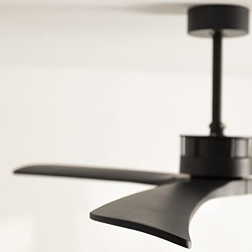 Create - Large DC Ceiling Fan, 6-Speed, Quiet, Programmable Timer, Dual Height, Black Blades