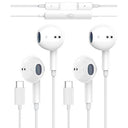 Intra 2 Pack USB C Earphones with Mic for Samsung Galaxy S24/S23/S22