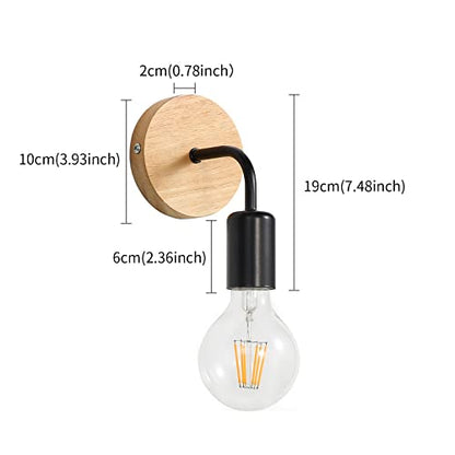 DAXGD - Industrial Wooden Wall Sconces 2 Pack for Living Room, Bedroom
