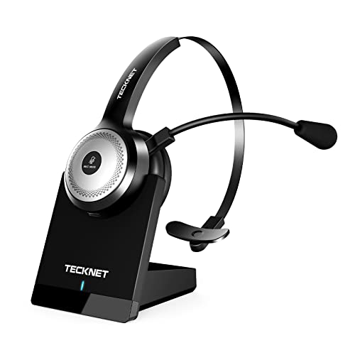 TECKNET - Bluetooth Headset With Microphone, 40Hrs AI Noise Cancelling