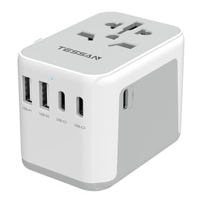TESSAN - Universal Travel Adapter 5.6A With 3 USB-C & 2 USB-A Ports
