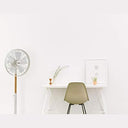 Create - Oscillating Pedestal Fan, White & Natural Wood, 50W, Retro Style, 3 Speeds